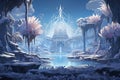 Graceful frost faeries, creating intricate ice sculptures in frozen landscapes - Generative AI