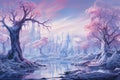 Graceful frost faeries, creating intricate ice sculptures in frozen landscapes - Generative AI