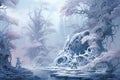 Graceful frost faeries, creating intricate ice sculptures in frozen landscapes - Generative AI