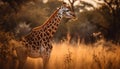 Graceful giraffe stands tall, admiring the beauty of Africa wilderness generated by AI Royalty Free Stock Photo