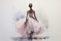 graceful girl in a ballet dress drawn in watercolor back