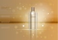 Graceful hair shampoo ads template, Golden glass bottle mockup for ads or magazine, cosmetic produc