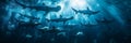 Graceful hammerhead sharks in clear ocean waters, cinematic shot of iconic deep sea creatures Royalty Free Stock Photo