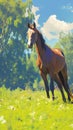 Graceful horse amid greenery, a captivating view of natures beauty Royalty Free Stock Photo