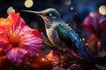 Graceful hummingbirds amidst blooms, outdoor session images