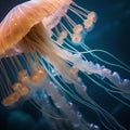 A graceful jellyfish with glowing tentacles, guarding the depths of the ocean as a hero5 Royalty Free Stock Photo