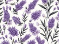 Lavender Elegance: Seamless Floral Pattern on White