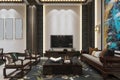 Graceful Living Room Accomplished With Exclusive Furniture and Wall Painting Art Work