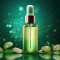 Graceful luxury cosmetic bamboo extract face serum ad template.Face skin oil with bamboo extract. Realistic face
