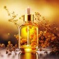 Graceful luxury cosmetic immortelle extract face serum ad template.Face skin oil with immortelle extract. Realistic face