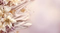 Graceful magnolia and lily banner: serene floral beauty with ample copy space, perfect for diverse creative projects and