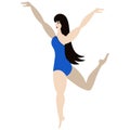 Graceful performer. A slender ballerina is dancing. Flat style. Vector illustration. Isolated white background. Body positive.