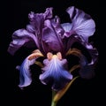 Graceful Purple Iris In Renaissance-inspired Chiaroscuro Vase