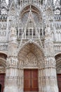 Graceful Rouen Cathedral, main entrance. Rouen, France Royalty Free Stock Photo