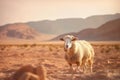 Graceful sheep thrives in the harshness of the desert environment Royalty Free Stock Photo