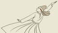 Graceful Sketchy Whirling Dervish, Sufi Dance Vector, vector design Generative AI Royalty Free Stock Photo