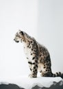 Graceful Snow Leopard. A Minimalistic Portrait of Wild Elegance. Generative AI Royalty Free Stock Photo