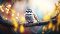 Graceful Sparrow: A Delightful Visitor to the Forest Wonderland. Generative AI