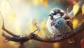 Graceful Sparrow: A Delightful Visitor to the Forest Wonderland. Generative AI