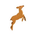 Graceful spotted fallow roe deer jumping, wild animal cartoon vector Illustration