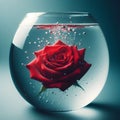 Graceful Submersion: A Rose Flower Floating in Tranquil Waters.