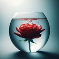 Graceful Submersion: A Rose Flower Floating in Tranquil Waters.