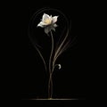 Graceful Surrealism: Abstract Flower On Black Background