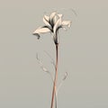Graceful Surrealism: Abstract Flower Drawing On Gray Background