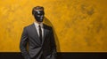 Graceful Surrealism: Painting Of Man In Black Mask
