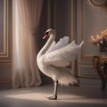 A graceful swan dressed as a ballet dancer, in a tutu and pointe shoes2