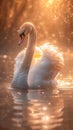 Graceful swan wearing a Royalty Free Stock Photo