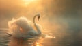 Graceful swan wearing a pearl-studded tiara, draped in a flowing chiffon gown