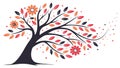 Graceful Tree with RedOrange Flower, Artistic Flow, vector design Generative AI Royalty Free Stock Photo
