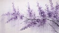 Graceful Violet Willow: A Serene Landscape Art With Minimalistic Design Royalty Free Stock Photo