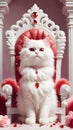 graceful white cat with red eyes, decorated with a red jeweled collar, created by Generative Ai