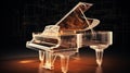 Graceful wireframe grand piano: delicate lines intertwine, revealing the instrument\'s silhouette