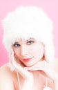 Graceful woman with perfect skin and fur hat Royalty Free Stock Photo