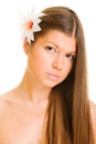 Graceful young woman with flower Royalty Free Stock Photo