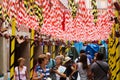 Gracia Festival Decorations in Barcelona Royalty Free Stock Photo