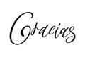 Gracias calligraphy spain text. Hand lettering spanish word thank you. Lettering postcard design in script style. Vector