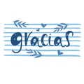 GRACIAS hand drawn vector lettering isolated on white background.