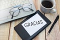 Gracias, Motivational Words Quotes Concept Royalty Free Stock Photo