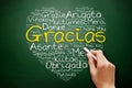 Gracias Thank You in Spanish love heart Word Cloud, all languages