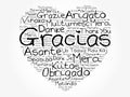 Gracias (Thank You in Spanish) love heart Word Cloud Royalty Free Stock Photo