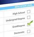 Grad degree education level survey Royalty Free Stock Photo