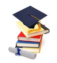 Grad hat and diploma Royalty Free Stock Photo