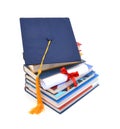 Grad hat and diploma Royalty Free Stock Photo