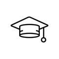 Black line icon for Grad, graduation and hat