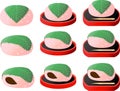 Gradation cute Bean paste rice cake wrapped in a cherry leaf set