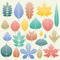 Gradation fall leaves set. Autumn forest or gaarden template Royalty Free Stock Photo